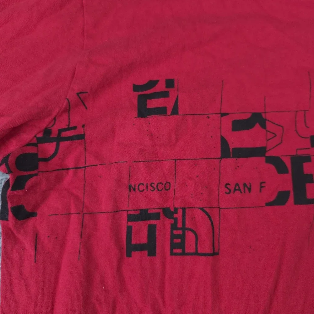 The North Face Shirt Mens Medium Red Long Sleeve Never Stop Exploring Logo Tee